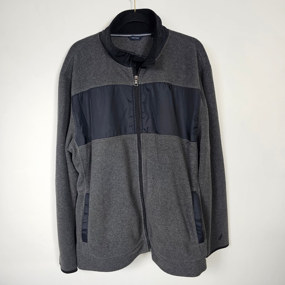 Nautica Other - Nautica Mens XXL Gray Fleece Jacket Full Zip Pockets Classic Casual Coat